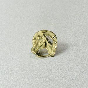 Horse Head & Horseshoe Equestrian Tie Tac 14K Yellow Gold
